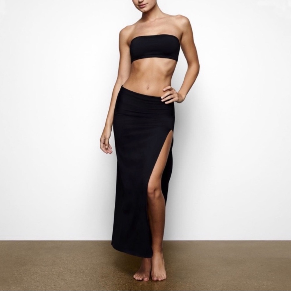 Skims Swim Shaping Sarong Maxi Skirt Onyx Black